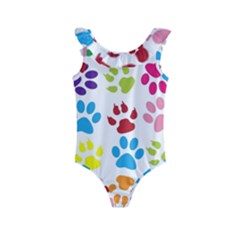 Paw Print Kids  Frill Swimsuit by artworkshop