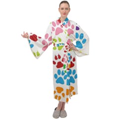 Paw Print Maxi Velour Kimono by artworkshop