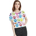 Paw Print Butterfly Chiffon Blouse View1