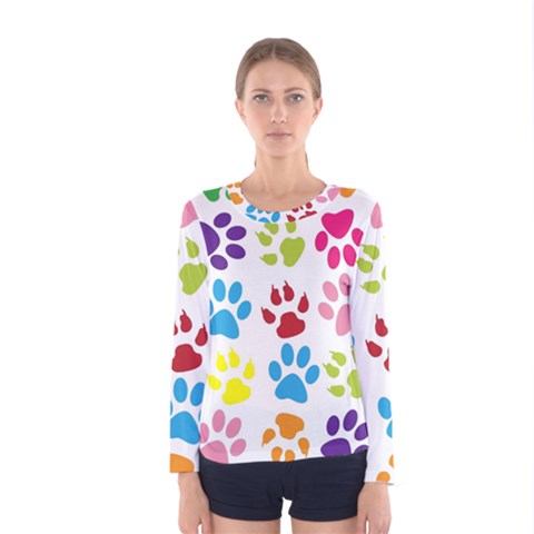 Paw Print Women s Long Sleeve Tee by artworkshop