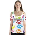 Paw Print Butterfly Sleeve Cutout Tee  View1