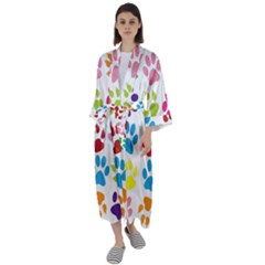 Paw Print Maxi Satin Kimono by artworkshop