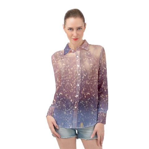 Snowfall Winter Long Sleeve Chiffon Shirt by artworkshop