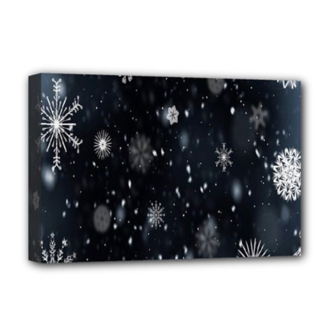 Snowflakes Snow Deluxe Canvas 18  X 12  (stretched) by artworkshop