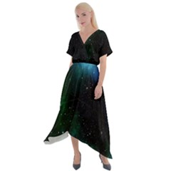 Stars Sky Space Cross Front Sharkbite Hem Maxi Dress by artworkshop