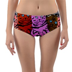 Tileable Seamless Cat Kitty Reversible Mid-Waist Bikini Bottoms