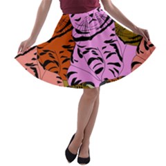 Tileable Seamless Cat Kitty A-line Skater Skirt