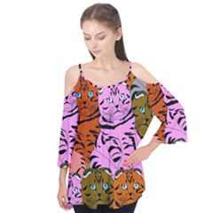 Tileable Seamless Cat Kitty Flutter Sleeve Tee 