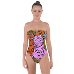 Tileable Seamless Cat Kitty Tie Back One Piece Swimsuit