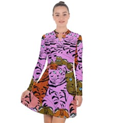 Tileable Seamless Cat Kitty Long Sleeve Panel Dress