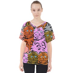 Tileable Seamless Cat Kitty V-Neck Dolman Drape Top