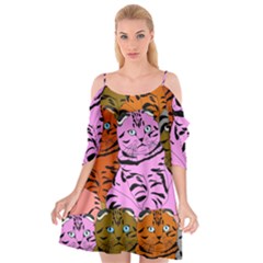 Tileable Seamless Cat Kitty Cutout Spaghetti Strap Chiffon Dress by artworkshop