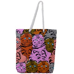 Tileable Seamless Cat Kitty Full Print Rope Handle Tote (Large)