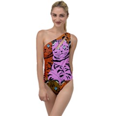 Tileable Seamless Cat Kitty To One Side Swimsuit