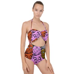 Tileable Seamless Cat Kitty Scallop Top Cut Out Swimsuit by artworkshop