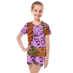 Tileable Seamless Cat Kitty Kids  Mesh Tee and Shorts Set