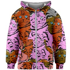 Tileable Seamless Cat Kitty Kids  Zipper Hoodie Without Drawstring