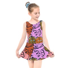 Tileable Seamless Cat Kitty Kids  Skater Dress Swimsuit