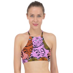 Tileable Seamless Cat Kitty Racer Front Bikini Top by artworkshop