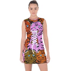 Tileable Seamless Cat Kitty Lace Up Front Bodycon Dress