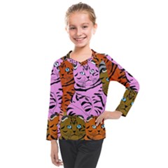 Tileable Seamless Cat Kitty Kids  Long Mesh Tee