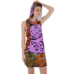 Tileable Seamless Cat Kitty Racer Back Hoodie Dress