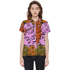 Tileable Seamless Cat Kitty Short Sleeve Pocket Shirt