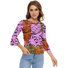 Tileable Seamless Cat Kitty Bell Sleeve Top