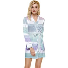 Watercolor Long Sleeve Satin Robe