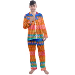 Sky Delight Men s Long Sleeve Satin Pajamas Set by Thespacecampers