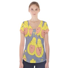 Avocado-yellow Short Sleeve Front Detail Top by nate14shop