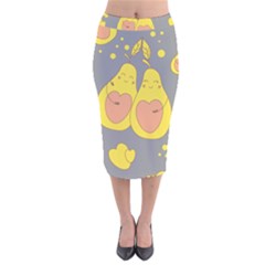 Avocado-yellow Velvet Midi Pencil Skirt by nate14shop