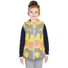 Avocado-yellow Kids  Hooded Puffer Vest by nate14shop