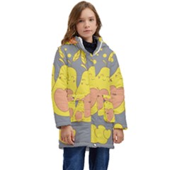 Avocado-yellow Kid s Hooded Longline Puffer Jacket by nate14shop