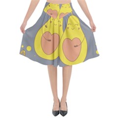 Avocado-yellow Flared Midi Skirt by nate14shop