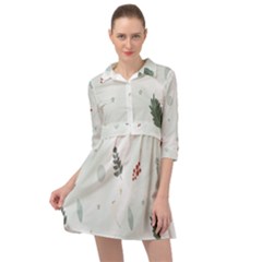 Background-white Abstrack Mini Skater Shirt Dress