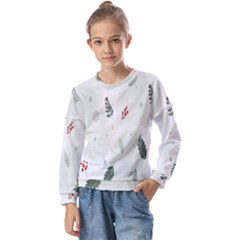 Background-white Abstrack Kids  Long Sleeve Tee With Frill 