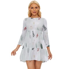 Background-white Abstrack Long Sleeve Babydoll Dress by nate14shop