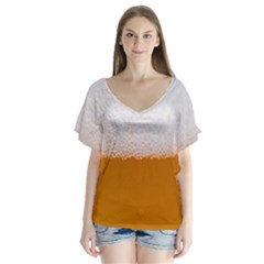 Beer-001 V-neck Flutter Sleeve Top by nate14shop