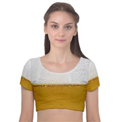 Beer-002 Velvet Short Sleeve Crop Top  by nate14shop