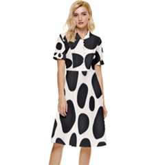 Leoperd-white-black Background Button Top Knee Length Dress by nate14shop