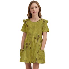 Internet-wifi Kids  Frilly Sleeves Pocket Dress