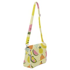 Graphic-fruit Shoulder Bag With Back Zipper