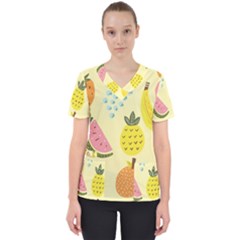 Graphic-fruit Women s V-neck Scrub Top by nate14shop