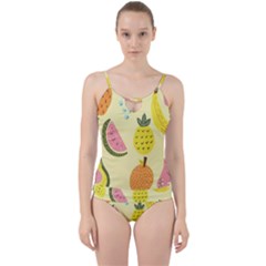 Graphic-fruit Cut Out Top Tankini Set