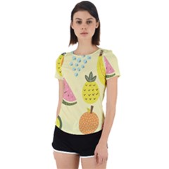 Graphic-fruit Back Cut Out Sport Tee