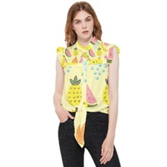 Graphic-fruit Frill Detail Shirt