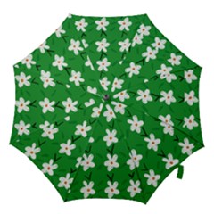 Flowers-green-white Hook Handle Umbrellas (large)