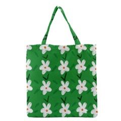 Flowers-green-white Grocery Tote Bag by nate14shop