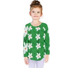 Flowers-green-white Kids  Long Sleeve Tee